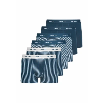 Afbeelding van Snocks Boxershort Heren 6 Pack Boxer Onderbroeken 95% Katoen GOTS, x blauw gestreept, XXL