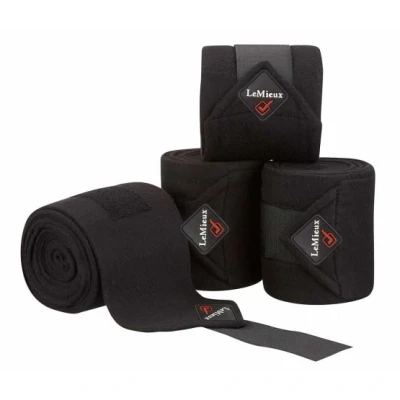 Image de LeMieux Bandages Luxury Polo ensemble de 4 Noir/Noir 3,8m