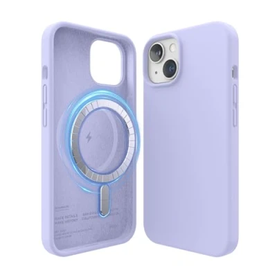 Afbeelding van elago Magnetische siliconen hoes compatibel met iPhone 14 15,49 cm en MagSafe accessoires, geïntegreerde magneten, hoogwaardige vloeibare hoes, beschermhoes (paars)