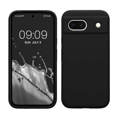 Afbeelding van kwmobile telefoonhoesje geschikt voor Google Pixel 8a Hoesje met siliconen coating Smartphone case in zwart