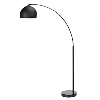 Afbeelding van Teamson Home Arquer Booglamp Vloerlamp Zwart Lampenkap Marmer Baseren