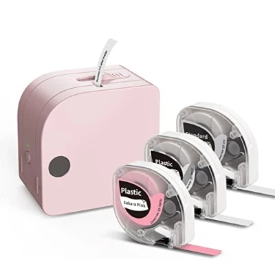 Afbeelding van Phomemo P12 Bluetooth labelapparaat, zelfklevend met 1 labeltape, compatibel Android en iOS, eenvoudig te bedienen voor kantoor, thuis, organisatie, roze