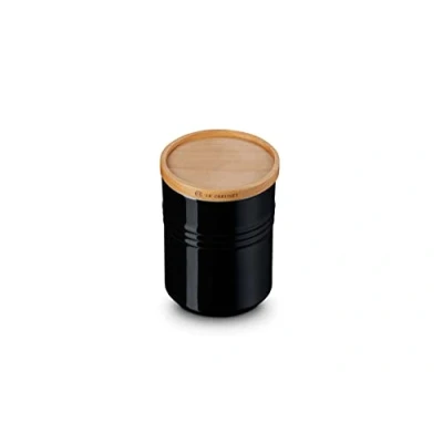 Afbeelding van Le Creuset M voorraadpot van keramiek met houten deksel, keramiek, 540 ml, 10 cm, onyx, 91044401140099