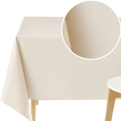 Afbeelding van Tafelzeil Tafelkleed met Lijnpatroon Beige Waterdicht Tafelkleden 200x140 Abstract Geometrisch Vinyl PVC Rechthoekig 140x200 Onderhoudsvriendelijk Afwasbaar 2m