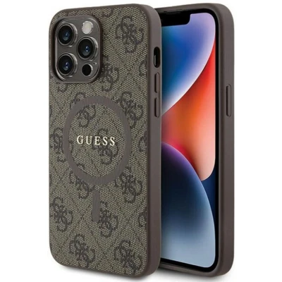 Afbeelding van Guess 4G Colored Ring Back Case (MagSafe Compatible) Apple iPhone 14 Pro (6.1&quot;) Bruin