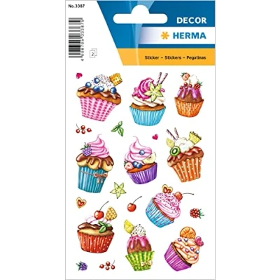 Afbeelding van Etiket HERMA 3387 cupcakjes glitter Blister a 2 vel