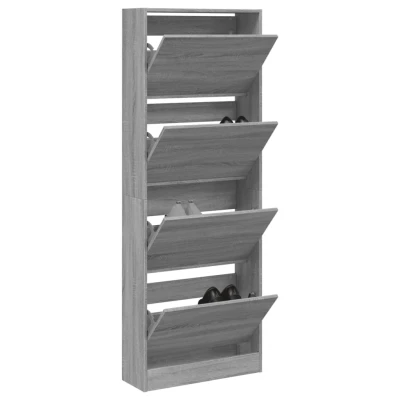 Afbeelding van Schoenenkast 60x21x163,5 cm bewerkt hout grijs sonoma eiken