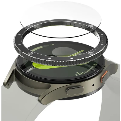Afbeelding van Ringke Bezel Styling + Tempered Glass Geschikt voor Samsung Galaxy Watch 7 40MM RVS Cover Screen Protector 40 99 Zwart