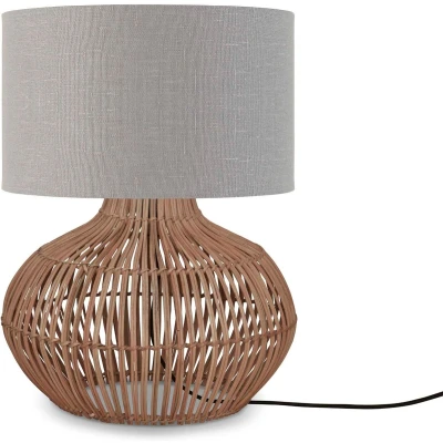 Afbeelding van GOOD&amp;MOJO Tafellamp Kalahari Lichtgrijs/Rotan Ø32cm Modern