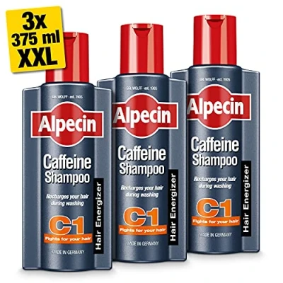 Afbeelding van Alpecin Cafeïne Shampoo C1 3x 375ml Voorkomt en Vermindert Haaruitval Natuurlijke Haargroei voor Mannen