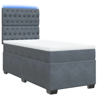 Afbeelding van vidaXL Boxspring met matras fluweel donkergrijs 100x200 cm