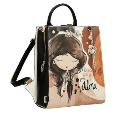 Afbeelding van Anekke Alma vierkante rugzak, moderne stijl, meerdere vakken en achterzakken, afmetingen: 25 x 28 8 cm, accessoires voor dames, diverse, Diverse