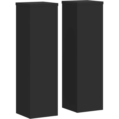Afbeelding van Plantenstandaards 2 st 17x17x60 cm bewerkt hout zwart