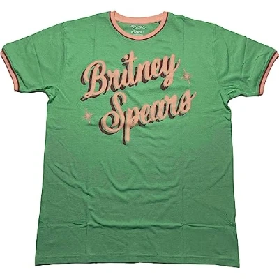 Afbeelding van Britney Spears Retro Text Heren T shirt 2XL Groen