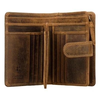 Afbeelding van VISCONTI Twofold RFID dames portemonnee leer regenboog veelkleurig (RB51), Oil Tan, Vintage stijl