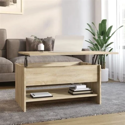 Afbeelding van Salontafel 80x50x40 cm bewerkt hout sonoma eikenkleurig