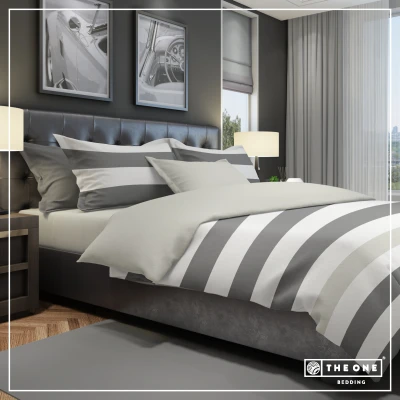 Afbeelding van The One Dekbedovertrek 240 x 220 cm Stripe Dark Grey / Light