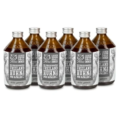 Afbeelding van J.Kinski® Pur &amp; paleo biologische kippenbouillon (6 x 525 ml), outdoor kip, 100% botbouillon rijk aan collageen en aminozuren, voor ketogeen dieet, Bone Broth zonder versterker