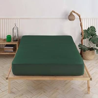 Afbeelding van Vency Hoeslaken in hoogwaardige jersey 160 x 200 cm donkergroen 100% katoen Voor bed van op 35 Matrashoogte