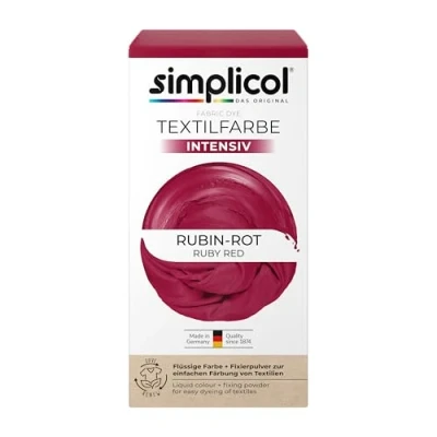 Afbeelding van simplicol textielverf intensiv robijnrood: textiel rood verven in de wasmachine, 1x150ml verf en 1x400g fixeerpoeder