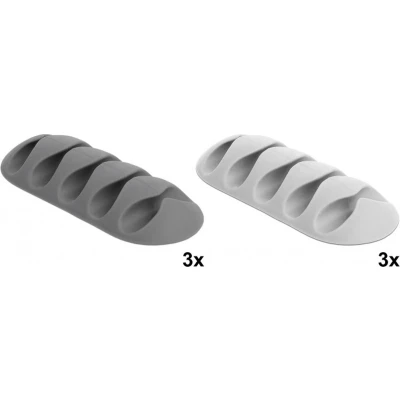 Afbeelding van Zelfklevende kabelhouders voor 5 kabels 6 stuks / wit/grijs