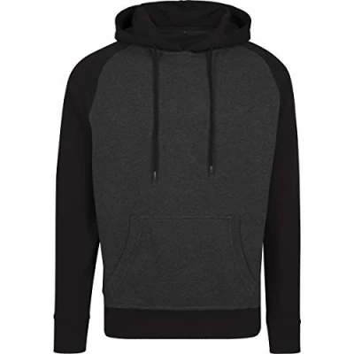Afbeelding van Build your Brand Raglan Hoody BY077 Black/Charcoal (Heather)