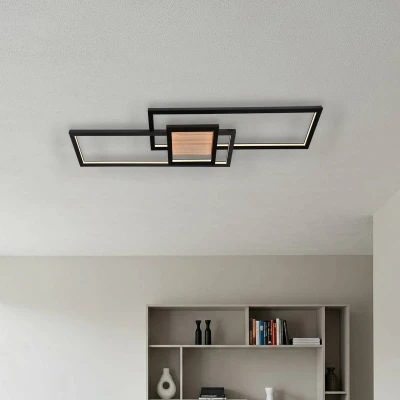 Afbeelding van Lindby LED plafondlamp Emiljan, zwart, metaal, dimbaar