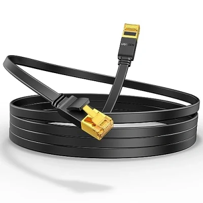 Afbeelding van UGREEN Cat 7 Lange ethernetkabel, RJ45, netwerk, 10 Gbit/s, 600 MHz, 8P8C, plat, compatibel met router, switch, modem decoder, tv box, internet, PS5, PS4, Xbox gameconsole, Smart TV, laptop (8 m)