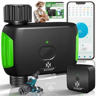 Afbeelding van KESSER® Irrigatiebesturing met wifi wifi, irrigatiecomputer voor tuin en balkon, irrigatiesysteem timer, automatische irrigatie app spraakbediening, 20 plannen