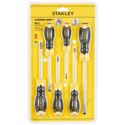 Afbeelding van Stanley Cushiongrip Schroevendraaierset 6 delig: PZ, Parallel, Standaard Schroevendraaier Schroevendraaiers en Boren Stuk(s)
