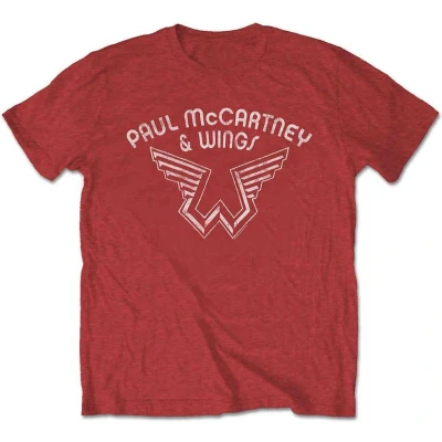 Afbeelding van Paul McCartney Wings Logo Heren T shirt M Rood
