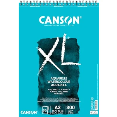 Image de Canson skizzen und studienblock xl aquarelle, din a3 30 blatt, 300 g qm, 297 x 420 mm, block mit kopfspirale, mikroperforat