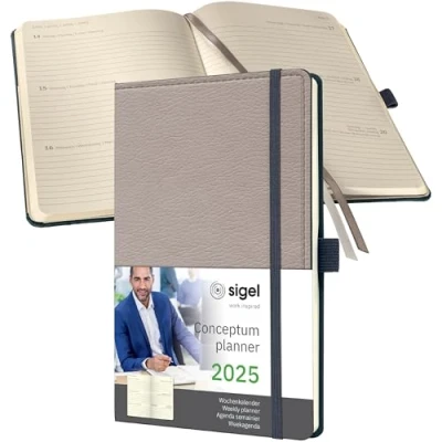 Afbeelding van Weekagenda Conceptum A5 2025 design casual beige hardcover (NL/FR/EN/D