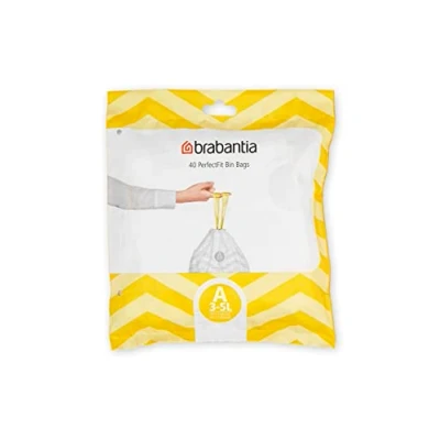 Image de Brabantia Sacs Poubelle PerfectFit (Code A / 3L) Ultra Résistant, Poignées Coulissantes (40 Sacs)