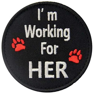 Afbeelding van EmbTao Diensthond Ik werk voor haar vesten/harnas geborduurde haak en gesp patch