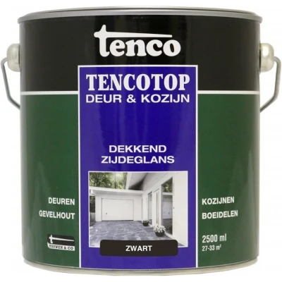 Afbeelding van Tencotop Deur &amp; Kozijn Dekkend Zijdeglans Zwart 2,5 L