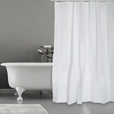 Afbeelding van MSV Douchegordijn met ringen wit gerecycled polyester 180 x 200 cm wasbaar Voor bad en douche