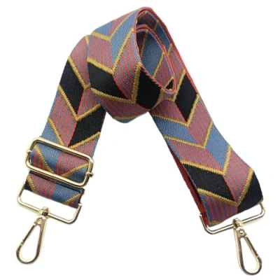 Afbeelding van schouderriem voor tas, 5 cm, brede riem, verstelbare schouderriem, handtasriem, met gouden gesp, dames, doe het zelf, accessoires (zwart/blauw), 08