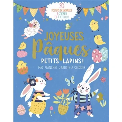 Image de Joyeuses pâques petits lapins mes planches d&#039;artiste à colorier