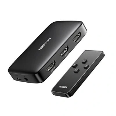 Afbeelding van Ugreen HDMI Switch 4K 30Hz 3 IN 1 Out Switcher UHD Automatische Switching Box Afstandsbediening Ondersteunt TV Stick, HDTV, Laptop, PC, Game Console, Switch, PS4, X Box, Blu Ray Speler.