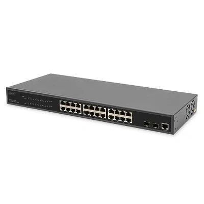 Afbeelding van Digitus DN 95359 19 netwerk switch RJ45/SFP 24 + 2 poorten 10 / 100 1000 MBit/s PoE functie