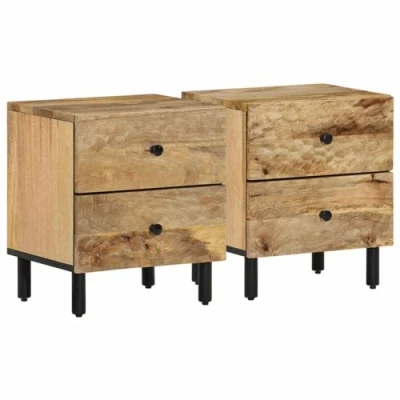 Afbeelding van Nachtkastjes 2 st 40x33x46 cm massief mangohout