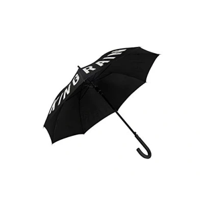 Afbeelding van Fisura Grote jeugdparaplu. Automatische paraplu met knop. Bedrukte duurzame paraplu. 106 cm in diameter., F*cking Rain, zwart, Klassiek