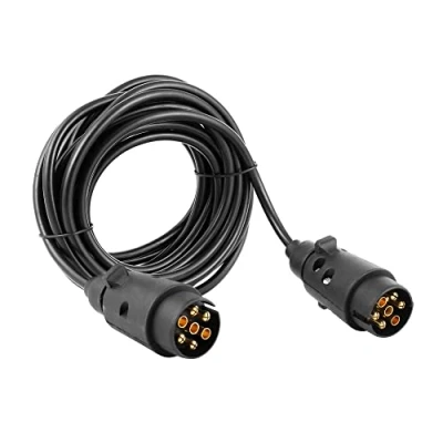 Afbeelding van SPARKMOTO Verlengkabel voor aanhangers, 6 m, met 2 stuks, 7 polig, 12 V, aansluitkabel auto, caravan, camper, vrachtwagen, verlengkabel, polig (SKC04 mm)