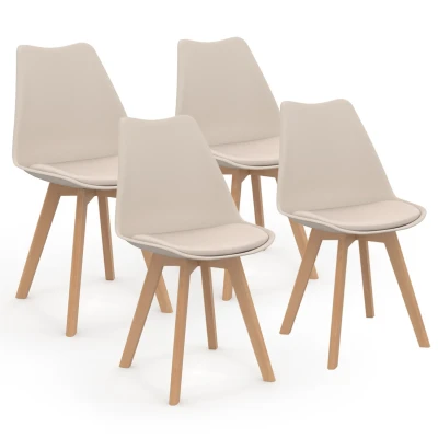 Image de Lot de 4 chaises scandinaves beige pour salle à manger IDMarket