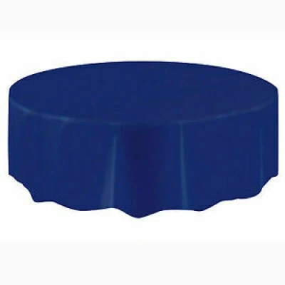 Afbeelding van Tafelkleed Rond Marine Blauw plastic 213cm
