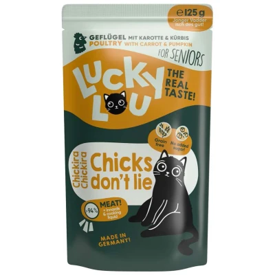 Afbeelding van 48x 125g Lucky Lou Senior Gevogelte kattenvoer nat