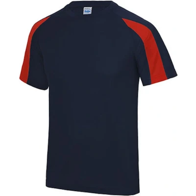 Afbeelding van Vegan T shirt &#039;Contrast&#039; met korte mouwen Navy/Red S