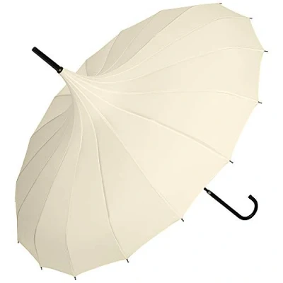 Afbeelding van VON LILIENFELD® Paraplu Riet Grote Robuuste Bruid Vrouw Fabienne Pagode, zwart., Klassiek