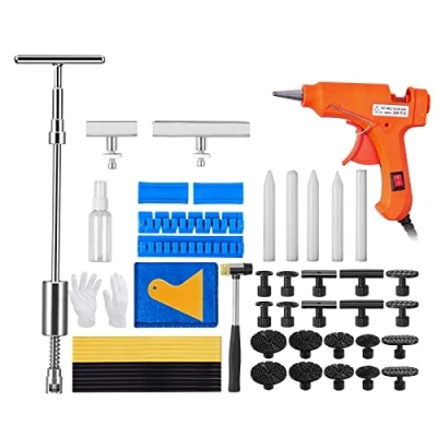 Image de VEVOR Outils de Débosselage sans Peinture 52 Pièces Kit Carrosserie avec Marteau Coulissant Pistolet à Colle Languettes Bâtons pour Réparation Dommage Voiture